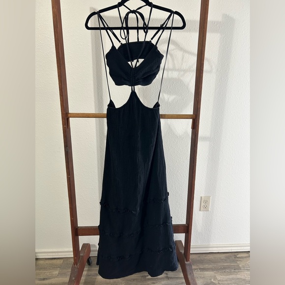 Peach Love California Black Cut-Out Maxi Dress Smock Top Size Small - Picture 3 of 8